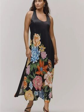 XS By Anthropologie Sleeveless Linen Blend Maxi Dress